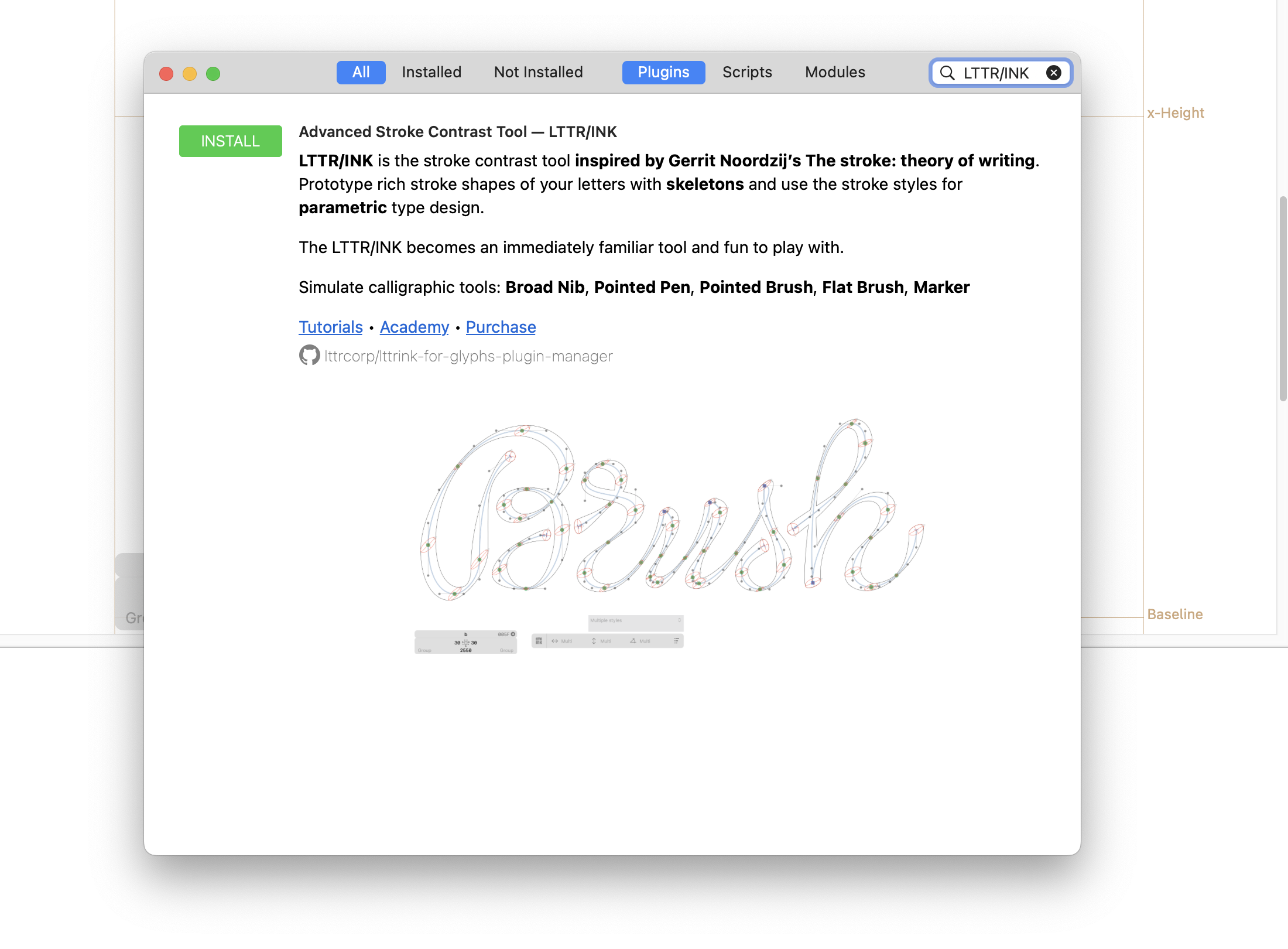 How to install the LTTR/INK Glyphs plugin